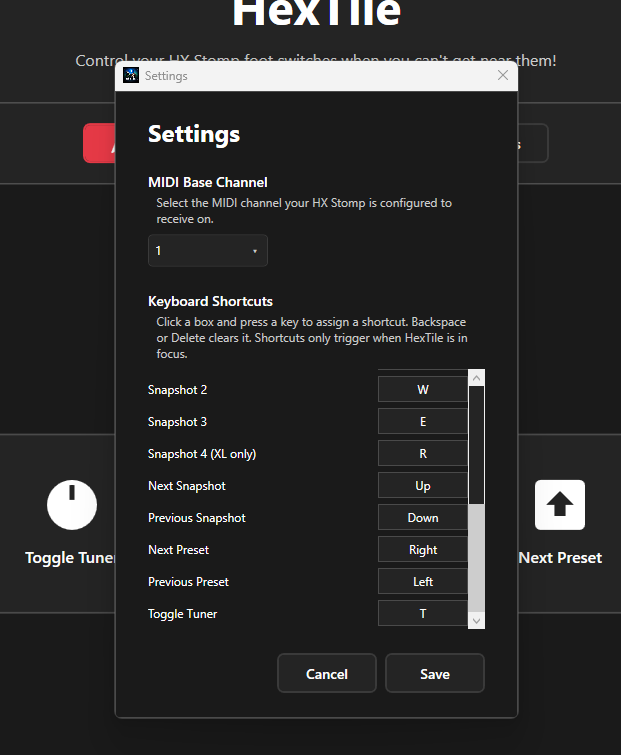 HexTile Settings